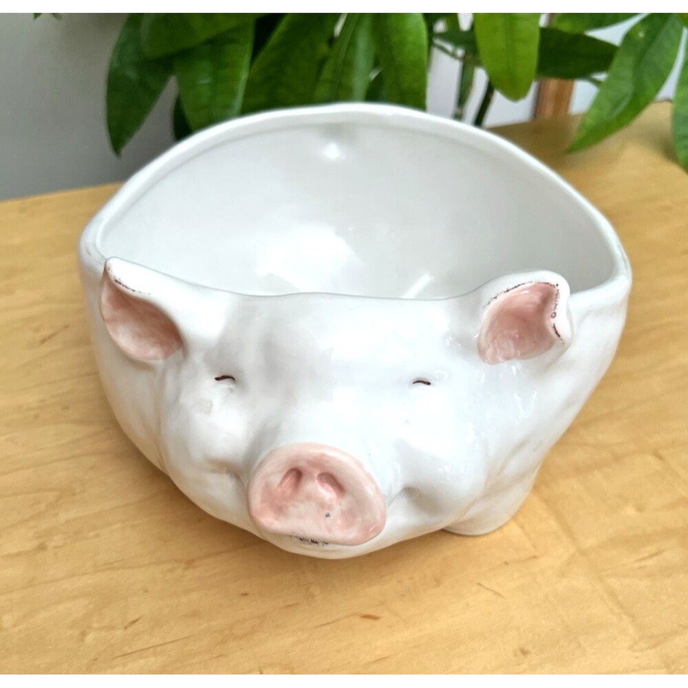 Pier 1 Imports Pig Serving Bowl Ceramic White Farmhouse Kitchen Decor
